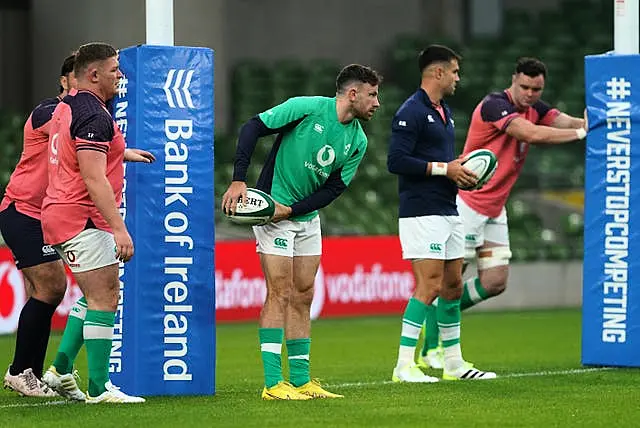 Hugo Keenan, centre, has been victorious in 25 of his 31 international outings