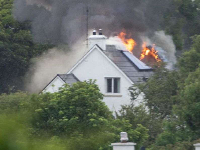 House caught fire after being struck by lightning