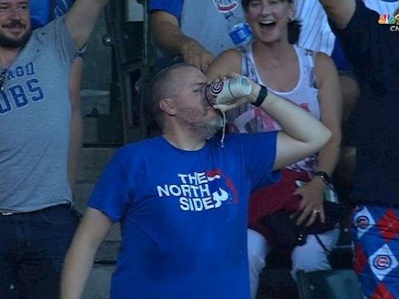 Baseball fan catches foul ball in his beer cup, proceeds to chug