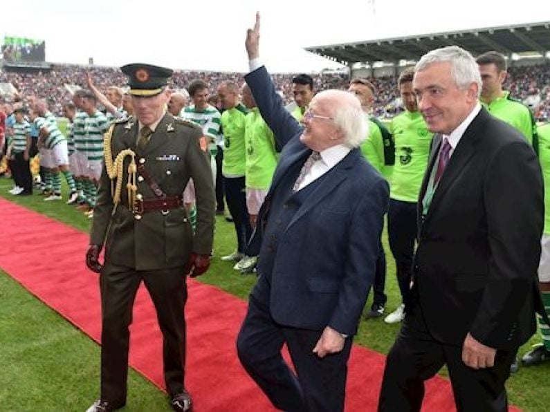 PIC: Michael D Higgins did the Mexican wave at the Liam Miller match