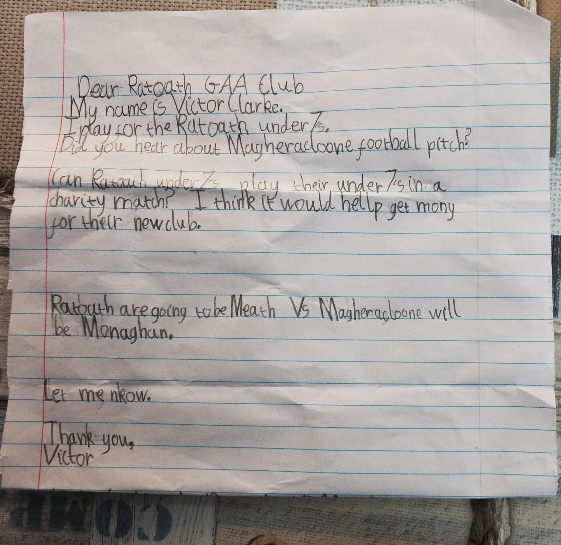 Victor, 7, offers to help Monaghan GAA club scarred by sinkhole in show of sportsmanship