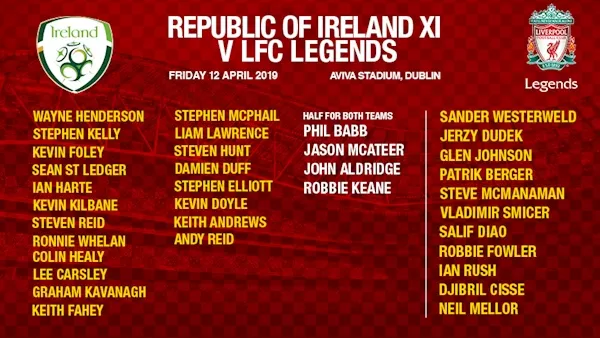 Here is the Ireland XI squad to play Liverpool Legends in Sean Cox fundraiser