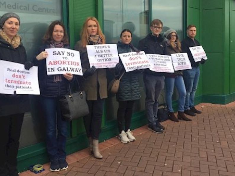 Anti-abortion activists protest outside GP clinic in Galway