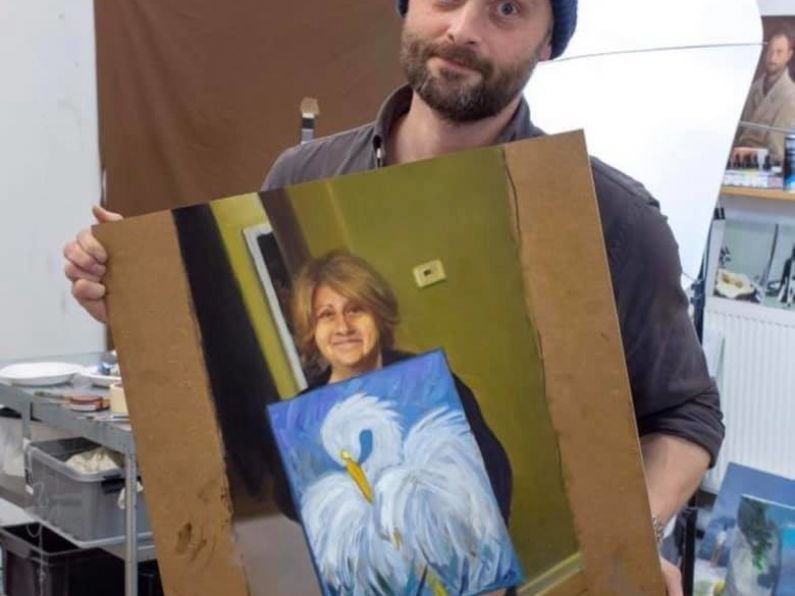 Artists did several paintings of other artists holding this woman's painting and the results are spectacular