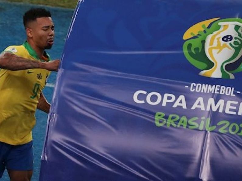 Watch: Gabriel Jesus pushes over VAR monitor after Copa America final red card