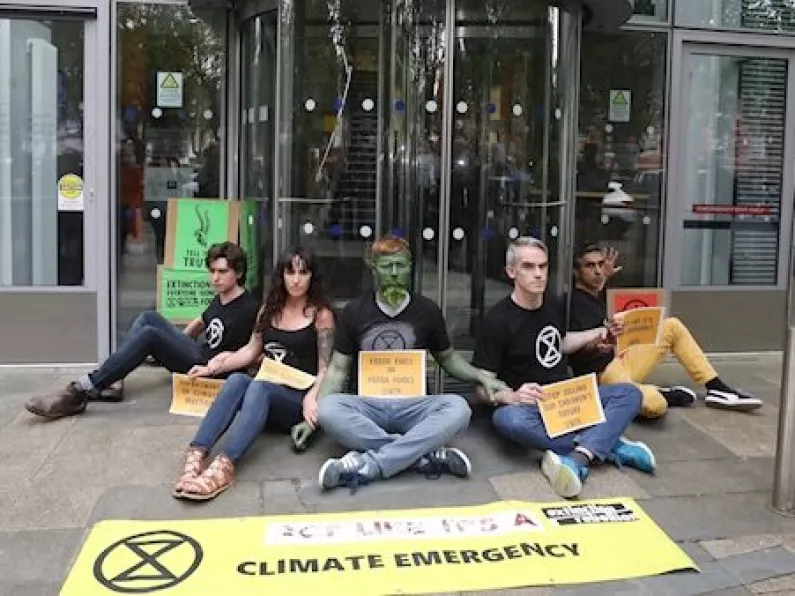 Climate activists glue themselves to Dept of Climate Action building in Dublin