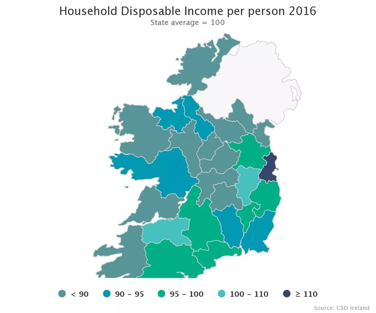 Dublin disposable incomes 18% higher than average as CSO release county-by-county breakdown