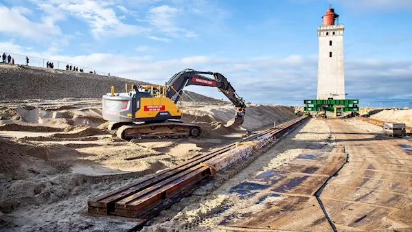 Engineers put 120-year-old lighthouse on wheels to save it from North Sea erosion