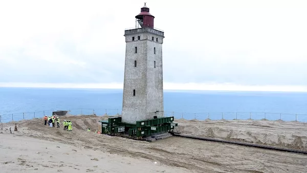 Engineers put 120-year-old lighthouse on wheels to save it from North Sea erosion