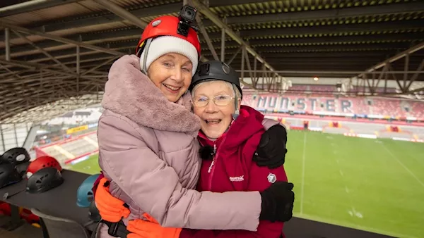 Angela, 76, abseils down Thomond Park for charity