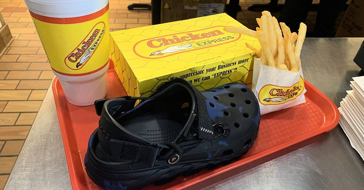 Post Malone gives away pairs of his new Crocs to fans at chicken