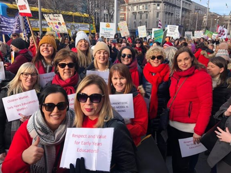 South East childcare workers among 20,000 to 30,000 people who protested in Dublin today