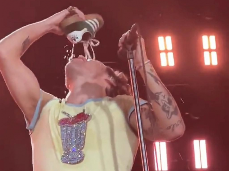 Harry Styles drinks out of his own shoe at Australian show