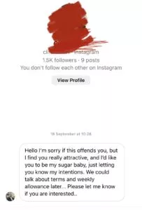 Instagram message Sugar Daddy