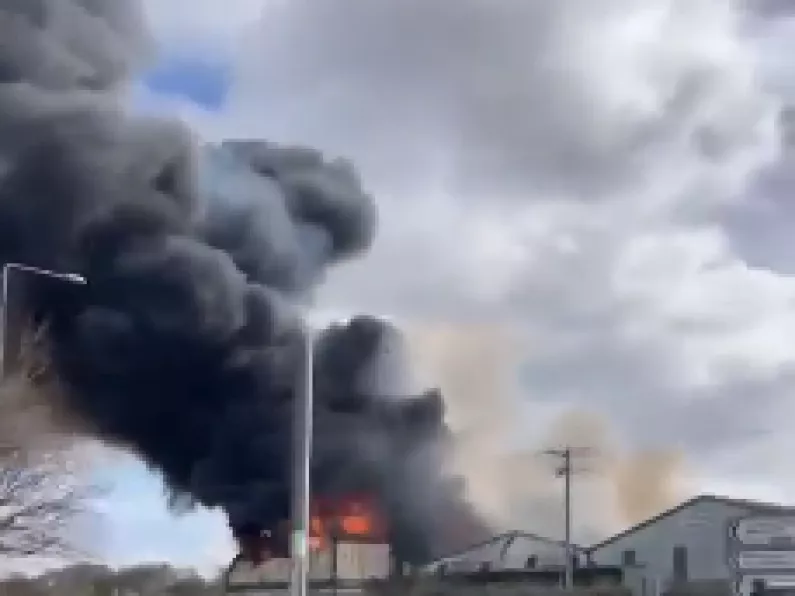 Emergency Services attend the scene of a major fire at warehouse in Wexford