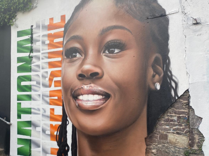 Mural of Rhasidat Adeleke first of many at Waterford Walls Festival