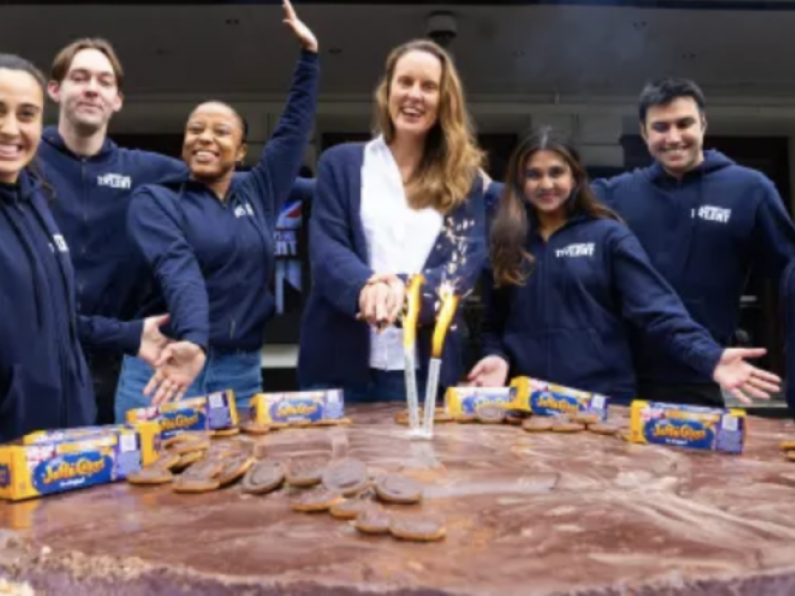 Former Great British Bake Off winner creates world's largest Jaffa Cake
