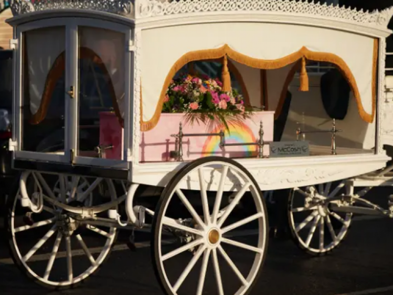 Balloons and rainbows at girl's funeral who died after contracting Strep A