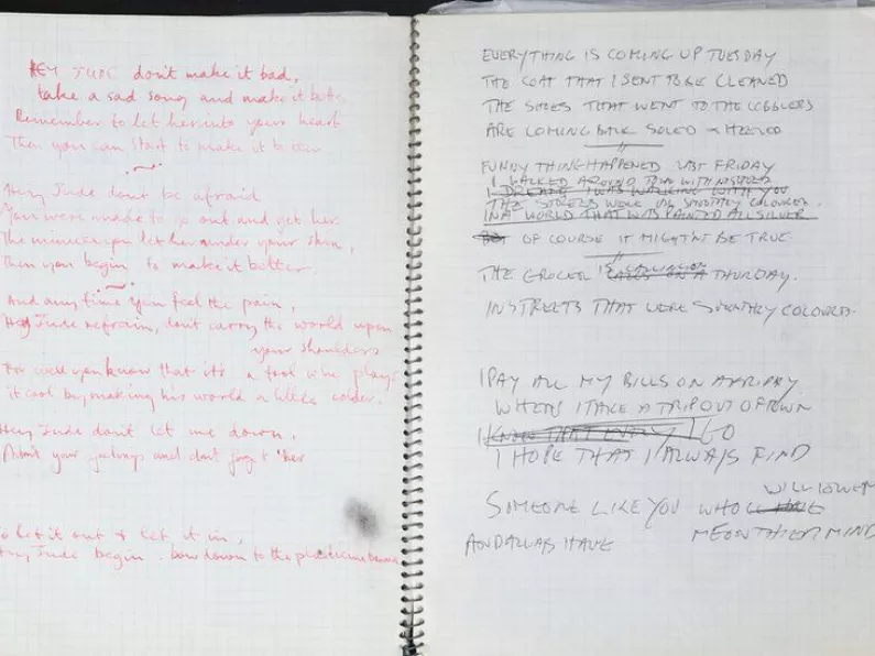 Beatles fans can now get a glimpse of handwritten lyrics