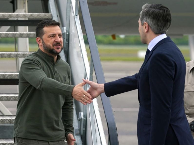 Harris and Zelenskiy embrace as Ukrainian president lands in Ireland