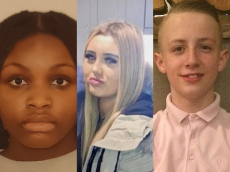 Garda appeal for info on three missing teenagers: Michelle (13), Alisha (14) and Shane (15)