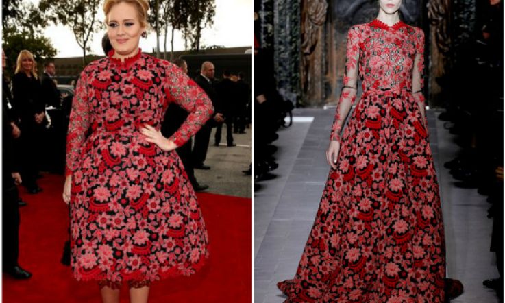 Adele goes to the Grammys in a fabulous red frock: plus copy her makeup!