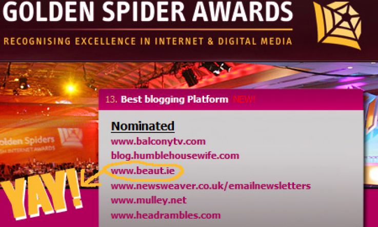 Oooh, Beaut.ie Gets a Golden Spider Nomination!