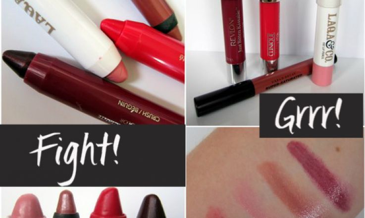 Fight, Fight! Lip Crayons, from Clinique, Urban Decay, Revlon, Laqa & Co.