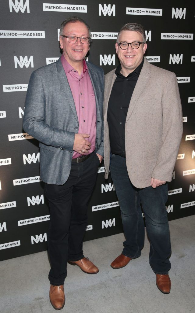 Billy Leighton and Brian Nation at the launch of Method and Madness premium whiskey range from Irish Distillers at The Project Arts Centre, Dublin (Picture by Brian McEvoy).