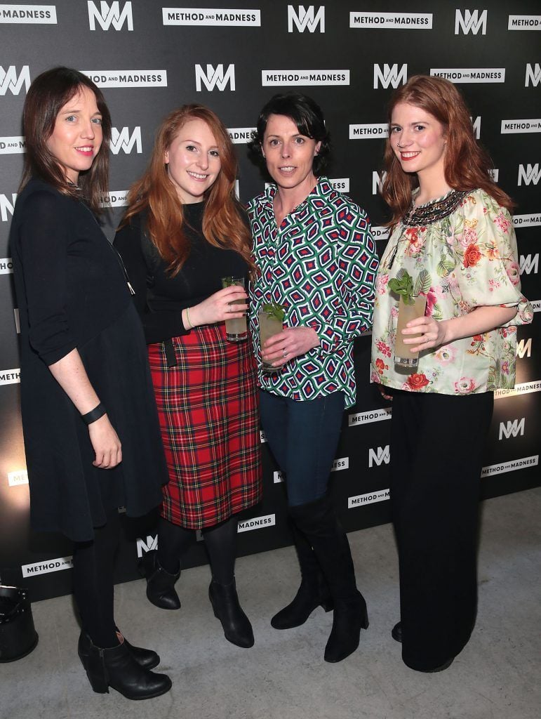 Eimear O Sullivan, Gemma Kiernan, Ciara Hurson and Hannah Mullen at the launch of Method and Madness premium whiskey range from Irish Distillers at The Project Arts Centre, Dublin (Picture by Brian McEvoy).