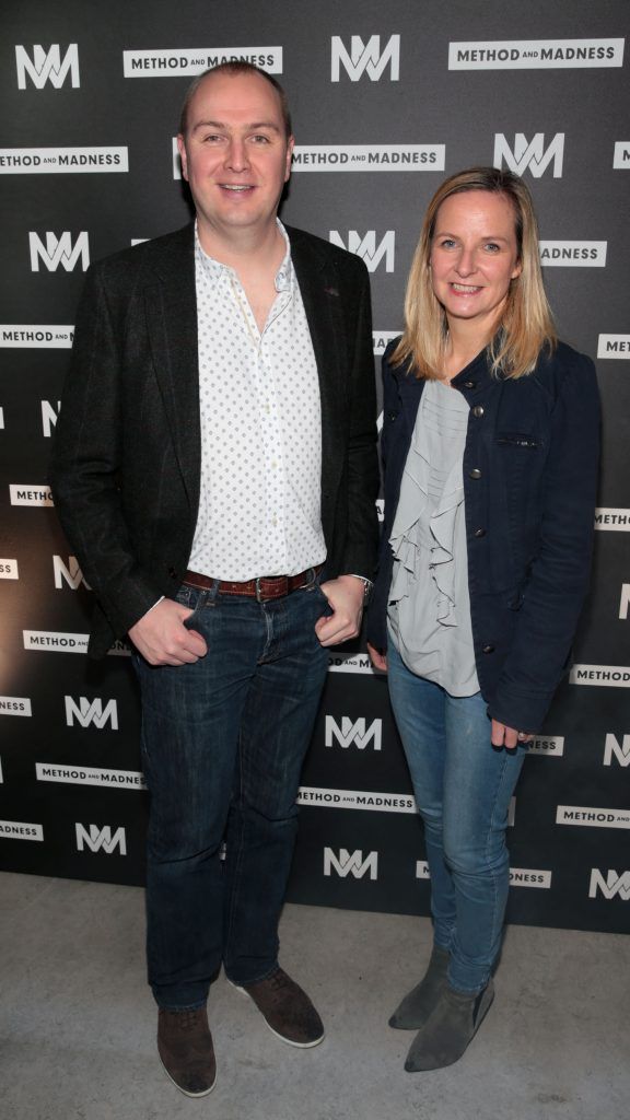Greg Elliott and Joanne O Hagan at the launch of Method and Madness premium whiskey range from Irish Distillers at The Project Arts Centre, Dublin (Picture by Brian McEvoy).