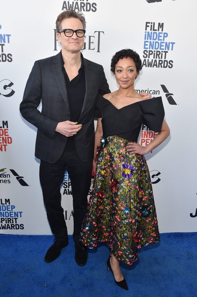 Actors Colin Firth (L) and Ruth Negga attend the 2017 Film Independent Spirit Awards at the Santa Monica Pier on February 25, 2017 in Santa Monica, California.  (Photo by Alberto E. Rodriguez/Getty Images)