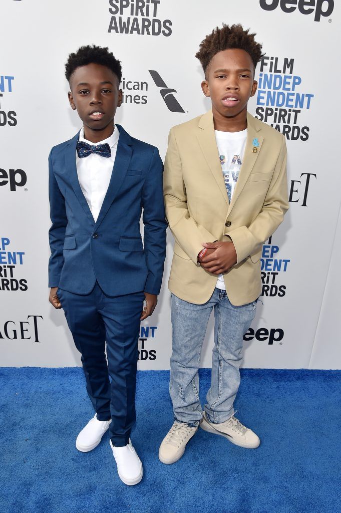 Actors Alex R. Hibbert (L) and Jaden Piner attend the 2017 Film Independent Spirit Awards at the Santa Monica Pier on February 25, 2017 in Santa Monica, California.  (Photo by Alberto E. Rodriguez/Getty Images)