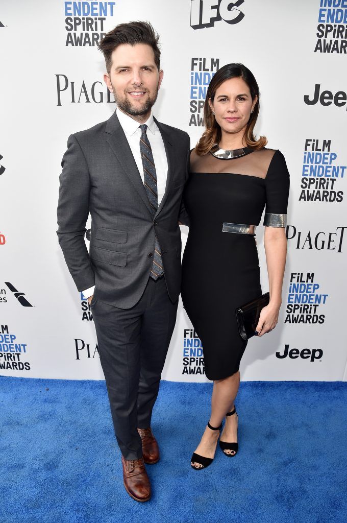 Actor Adam Scott (L) and producer Naomi Scott attend the 2017 Film Independent Spirit Awards at the Santa Monica Pier on February 25, 2017 in Santa Monica, California.  (Photo by Alberto E. Rodriguez/Getty Images)