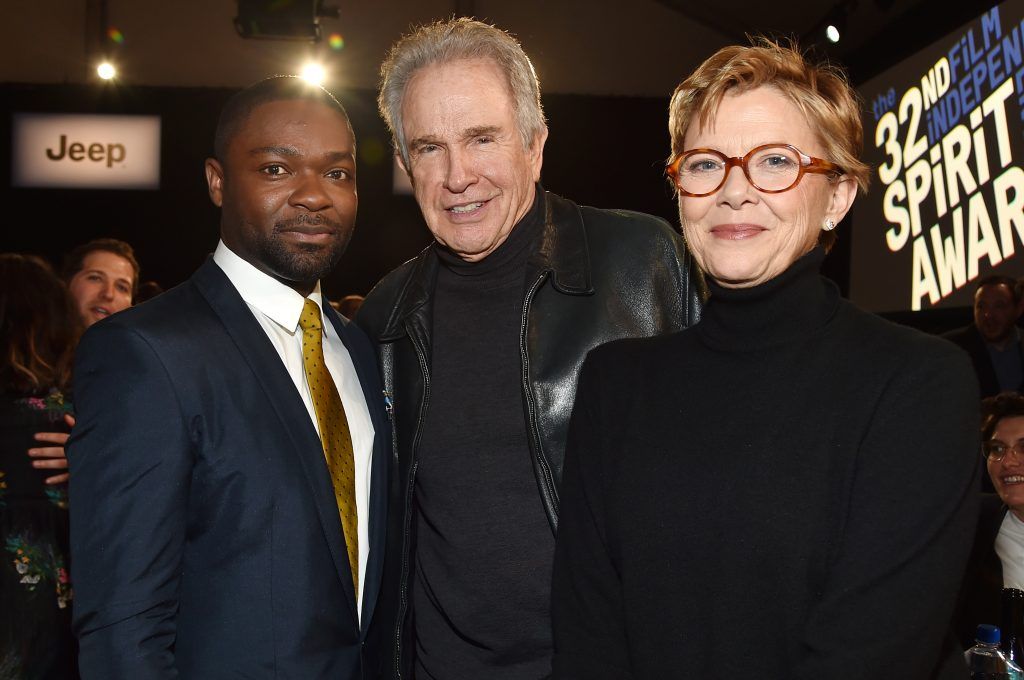 (L-R) Actors David Oyelowo, Warren Beatty, and Annette Bening attend the 2017 Film Independent Spirit Awards at the Santa Monica Pier on February 25, 2017 in Santa Monica, California.  (Photo by Alberto E. Rodriguez/Getty Images for Film Independent)