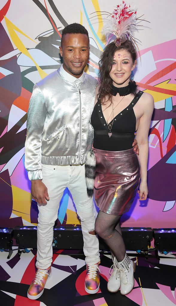 Prince Gamede and Jessy Dannan pictured at the launch of Outcider, Ireland's newest cider with designs by street artist, James Earley (Picture by Brian McEvoy).