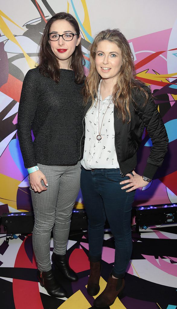 Catherine Kennedy and Hannah Popham pictured at the launch of Outcider, Ireland's newest cider with designs by street artist, James Earley (Picture by Brian McEvoy).