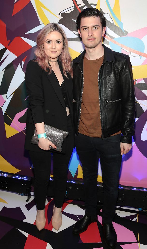 Niaomh Heylin and Ross Harris pictured at the launch of Outcider, Ireland's newest cider with designs by street artist, James Earley (Picture by Brian McEvoy).