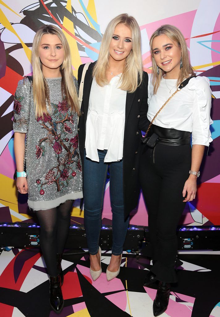 Elisha Langan, Sopie Gallagher and Lucy O Callaghan pictured at the launch of Outcider, Ireland's newest cider with designs by street artist, James Earley (Picture by Brian McEvoy).
