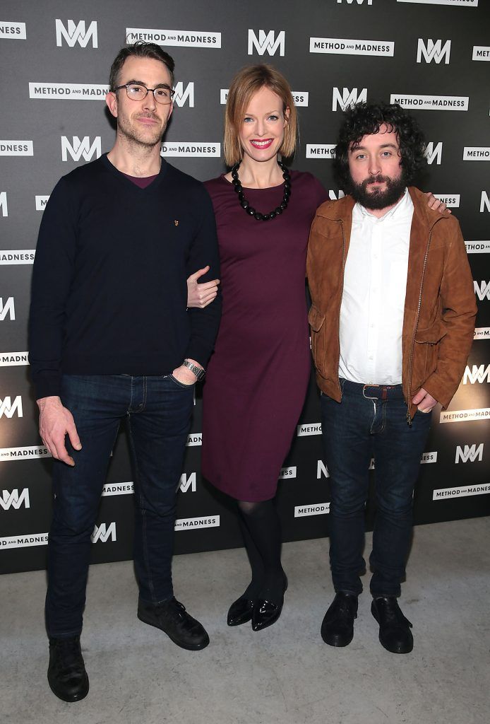 Leon Flannery, Juliette Gash and Richie Egan  at the launch of Method and Madness premium whiskey range from Irish Distillers at The Project Arts Centre, Dublin (Picture by Brian McEvoy).