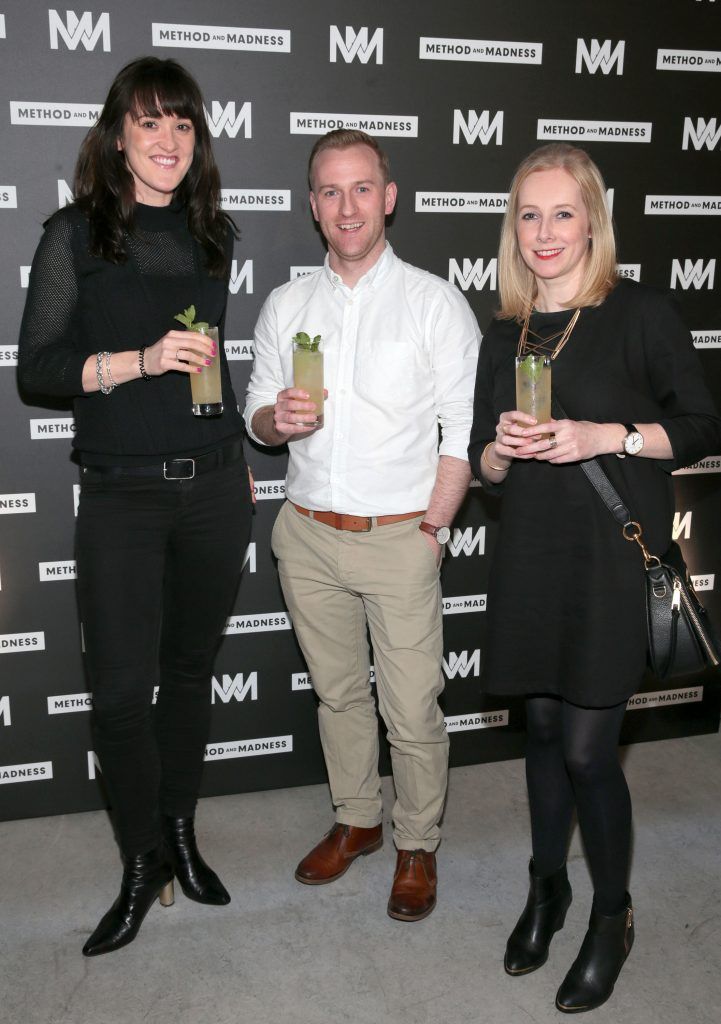 Grace O Sullivan, Gerard Slevin and Danielle O Carroll at the launch of Method and Madness premium whiskey range from Irish Distillers at The Project Arts Centre, Dublin (Picture by Brian McEvoy).