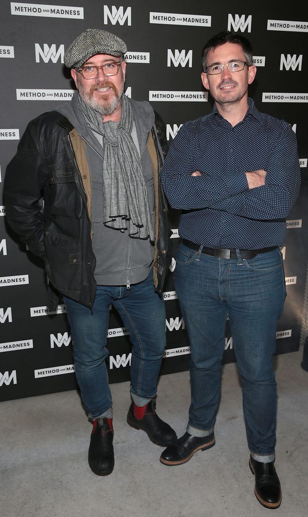 Barry McCall and Marcus Lynam at the launch of Method and Madness premium whiskey range from Irish Distillers at The Project Arts Centre, Dublin (Picture by Brian McEvoy).