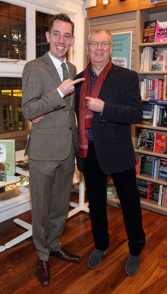 Ryan Tubridy and Joe Duffy at the launch of Ryan Tubridy's book 'Patrick and the President' Illustratred by PJ Lynch at Dubray Books in Grafton Street, Dublin (Picture by Brian McEvoy).