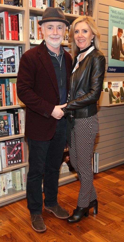 Eoin Colfer and Jackie Colfer at the launch of Ryan Tubridy's book 'Patrick and the President' Illustratred by PJ Lynch at Dubray Books in Grafton Street, Dublin (Picture by Brian McEvoy).