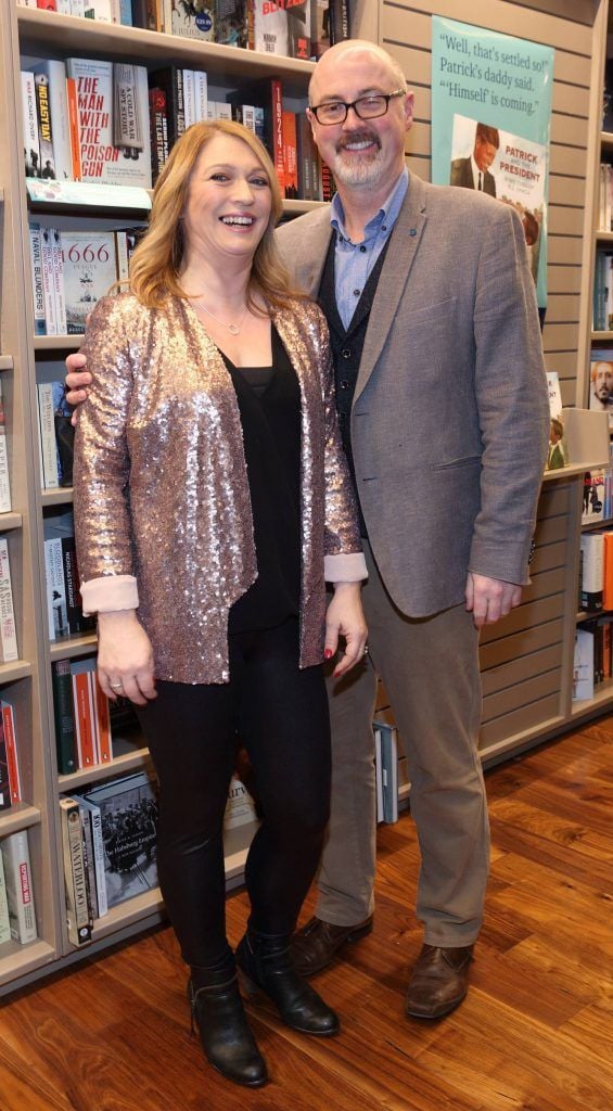 Barbara Hughes and PJ Lynch at the launch of Ryan Tubridy's book 'Patrick and the President' Illustratred by PJ Lynch at Dubray Books in Grafton Street, Dublin (Picture by Brian McEvoy).
