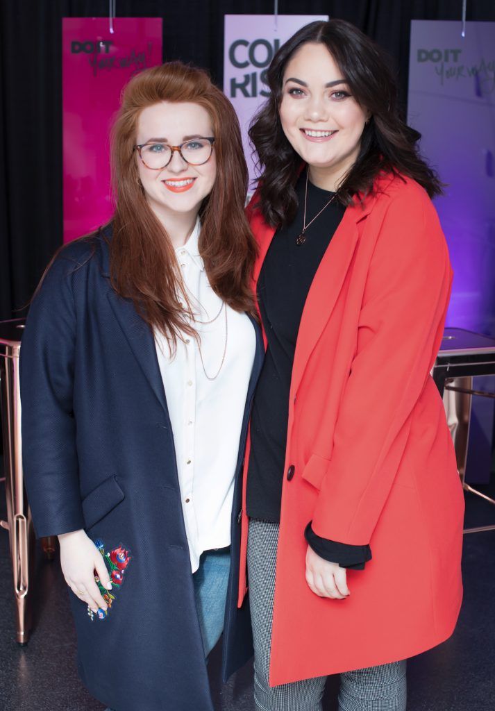 Kate Kelly and Grace Mongey pictured at the L’Oréal Paris Colorista launch at the L’Oréal Hair Academy Hatch Street Dublin. Photo: Anthony Woods