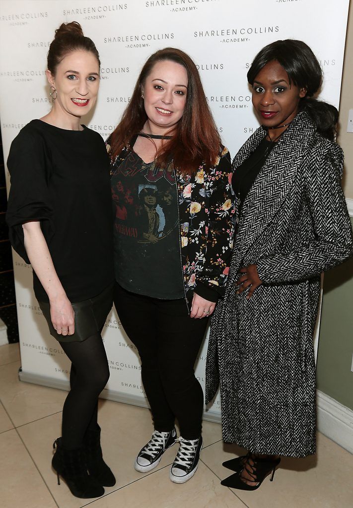 Miriam Burke, Gemma Burke and Filomena Kaguaro pictured at the launch of Sharleen Collins Make-Up Academy in Leeson Street, Dublin (Picture: Brian McEvoy).