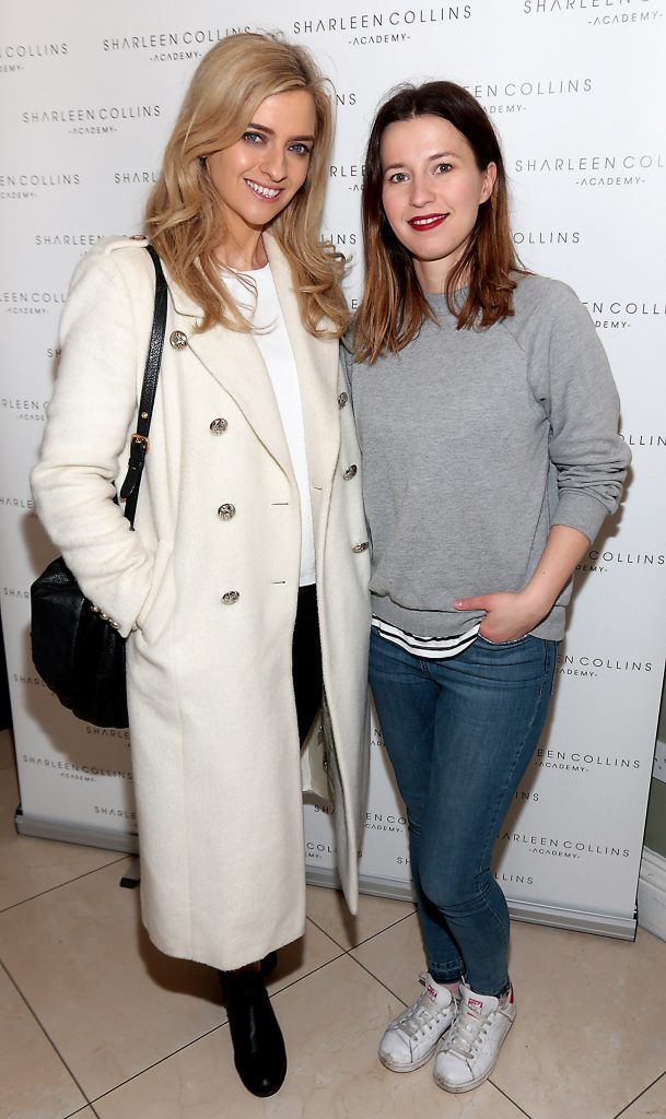 Becky Johnson and Alex Quinn pictured at the launch of Sharleen Collins Make-Up Academy in Leeson Street, Dublin (Picture: Brian McEvoy).