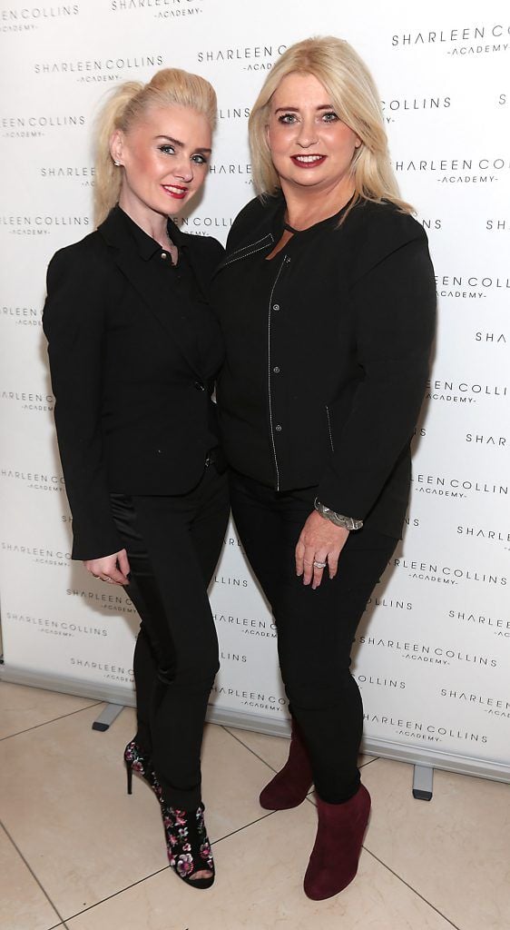 Aisling Holly and Sharon Hennessey pictured at the launch of Sharleen Collins Make-Up Academy in Leeson Street, Dublin (Picture: Brian McEvoy).