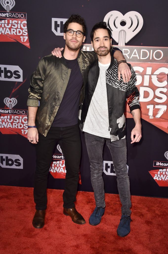 Musicians Darren Criss (L) and Chuck Criss of Computer Games attend the 2017 iHeartRadio Music Awards which broadcast live on Turner's TBS, TNT, and truTV at The Forum on March 5, 2017 in Inglewood, California.  (Photo by Alberto E. Rodriguez/Getty Images)